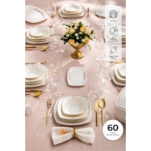 Emsan Bone Yeni Mimoza 60 Parça Yemek Takımı Platin Y.kare
