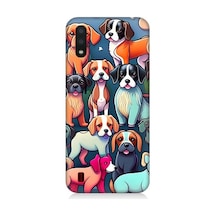 Samsung Galaxy A01 Uyumlu Sevimli Pastel Köpekler Desenli Silikon Kılıf