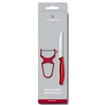 Victorinox 6.7111.23 Swiss Classic Soyma Bıçağı + Soyacak 2li Set, Kırmızı