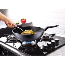 Döküm Granit Wok Tava 28 Cm Siyah