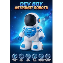 Uzaktan Kumandalı Dev Boy Şarjlı Çift Frekans Kontrollü Dans Eden Işıklı Müzikli 36 Cm Robot Oyuncak Mavi