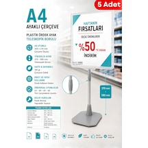 5 Adet - A4 Ayaklı Fiyat Etiketlik Teleskopik Borulu Çerçeve Etiketlik Yönlendirme Levhası Menü Panosu Şeffaf