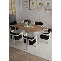 Avvio Romeo Ptt Lake Mdf Ayak 6'lı Tokyo Metal Demonte Sandalye 80x160 Masa Sandalye Takımı Akça
