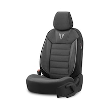 Toro Design Ortopedik Ekstra Destekli Oto Koltuk Kılıfı Özel Pamuklu Kumaş Tam Set - Siyah-gri Standart