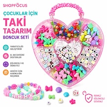 Kız Çocukları İçin Kalp Kutulu Takı Tasarım Boncuk Seti 7 Bölme Boncuklu Ve İpli Hediyelik Çocuk Eğlenceli Ve Öğretici