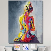 Renkli Kadın 8 Sayılarla Boyama Seti - 40x50cm, Çerçeveli