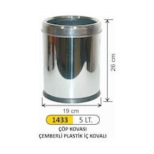 Ofis Tipi 5 Litre Çöp Kovası Paslanmaz Çemberli Çelik
