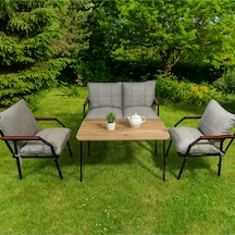Ard & Garden Linda 211 Masalı Gri Fermuarlı Bahçe Balkon Takımı, Cafe, Salon - Metal Kanepe Koltuk Takımı Gri