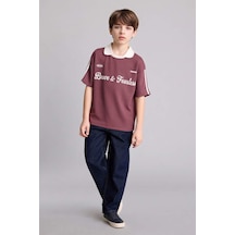 Defacto Oversıze Baskılı Modal Kısa Kollu Polo Tişört Erkek Çocuk H0914a826smbr494 Bordo-br494