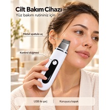 Mey İthalat Yüz Bakım Rutini İçin Metal Uçlu Usb Şarjlı Beyaz Cilt Bakım Cihazı