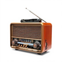 Rt-706a Nostalji Ahşap Görünüm Eskitme Radyo,güneş Panelli Nostaljik Radyo