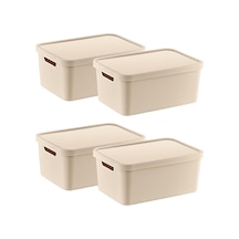 4'lü Set Stafi Çok Amaçlı Kapaklı Kutu Latte 4,5 Lt - Latte, Çok Amaçlı Kapaklı Kutu, Ev-ofis-depo İçin, Kapa Diğer