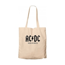 Ac Dc Back in Black Krem Kanvas Bez Çanta Krem