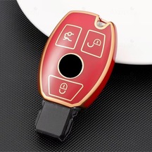 Mercedes A B C E S G Serisi Gl Gla Glc Cla Cls Amg W212 W205 W204 Gold Tpu Kenar Anahtar Kılıfı Kırmızı