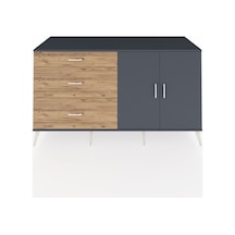 Kronos Konsol 2 Raflı 3 Çekmeceli 2 Kapaklı 176x59x99 Antrasit-antrasit/çam Antrasıt/atlas Çam - Antrasıt
