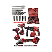 Assur 21V Darbeli Kömürsüz 4'lü Set Matkap Vidalama & Kırıcı Delici Hilti & Taşlama & Somun Sıkma Sökme - 2804