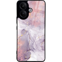 Vivo V60 Lite Fuşya Mermer Tasarımlı Glossy Telefon Kılıfı Çok Renkli