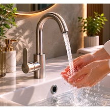 Premium İnox Lavabo Bataryası Çeşmesi Musluğu Lüx Ve Modern Tasarım Lavabo Bataryası Krom