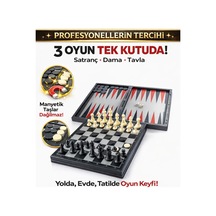 Manyetik Satranç Dama Ve Tavla 3 Oyun Tek Kutuda Profesyonellerin Tercihi