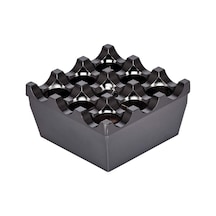 Siyah Metal 9 Delikli Kül Tablası Küllük Kültablası Kırılmaz Kül Tutmaz Metal Siyah Kare Metal Siyah