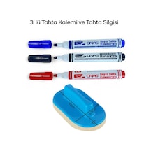 Mikro Ns-703 Yuvarlak Uç Beyaz Yazı Tahta Kalemi 3 Lü Set Kraf 575g Tahta Silgisi Karışık