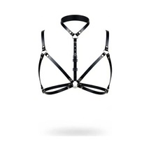 İkikareshop Siyah Göğüs Harness Deri Yüksek Yaka Halka Detaylı - Brf197 Çok Renkli