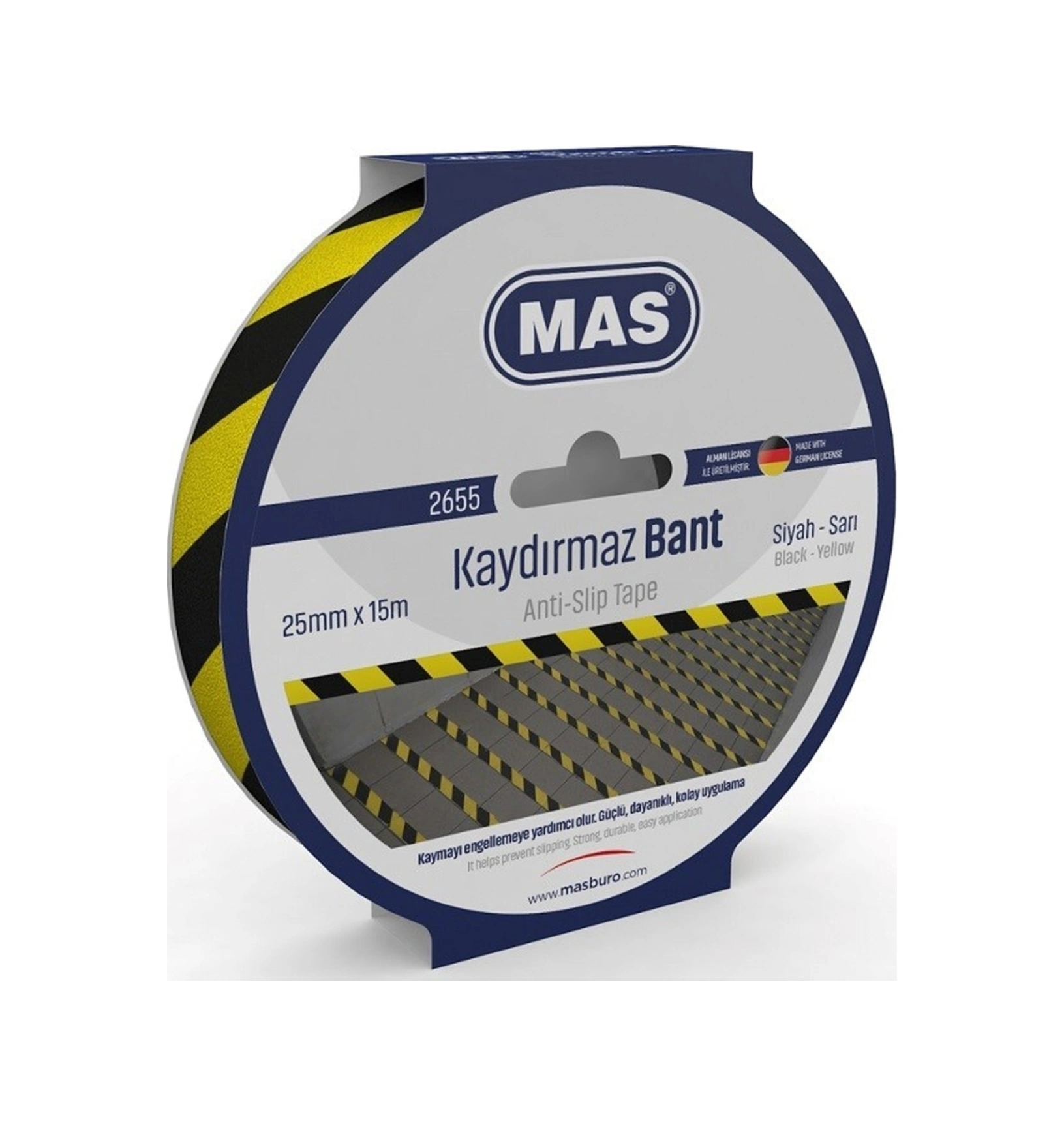 Kaydırmaz Bant 25 Mm X 15 M Sarı - Siyah 2655