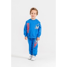 Harby Kids Sonic Karakterli Erkek 3 İplik Şardonlu İkili Takım 3-10 Yaş -al389342 - Mavi