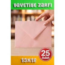 25 Adet 13x18 Cm Premium Kalite Davetiye Zarfı Pembe