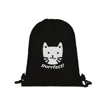Tabby Design Şirin Kedi Baskılı Büzgülü Sırt Çantası - Siyah Tabby Design Şirin Kedi Baskılı Büzgülü Sırt Çantası - Siyah