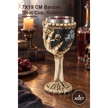 4 Adet İskelet Eli Tutan 3d Kabartmalı Paslanmaz Çelik Kadeh 7x19 Cm Bardak, Shot Cup, Goblet