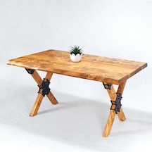 Entema Doğal Ağaç Masif Kütük Masa 60cm X 120cm Ağaç Ayak Çok Renkli