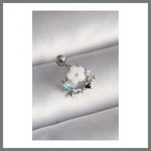 Bezos 316l Çelik Gümüş Renk Zirkon Taş Detay Beyaz Çiçek Model Tragus Piercing Mmbz