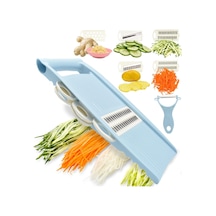 Mutfak İçin 5'i 1 Arada Mandolin Dilimleyici, Patates Cipsi İçin Çok Bıçaklı Sebze Doğrayıcı, Sebze Doğrayıcı, Mavi Diğer