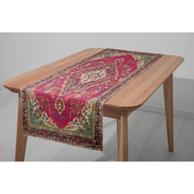 Turkıshrug Kıngdom Renkli Boho Desen Kolay Temizlenen Runner Şık Desenli Runner Leke Tutmaz Baskılı Kumaş Masa Örtüsü Dekoratif Çok Renkli