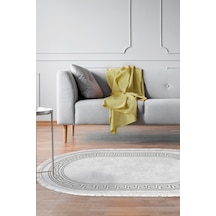 Dekoreko Kaymaz Taban Djt Salon Halısı Trend Saçaklı Oval Modern 626m gri