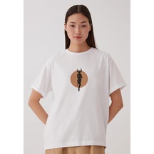 Noıssey Akrep Burcu Tasarımlı Baskılı - Unisex Oversize Beyaz T-shirt Çok Renkli