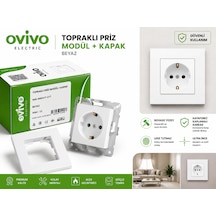 Ovivo Electric Grano Beyaz Tekli Topraklı Priz Çerçeveli
