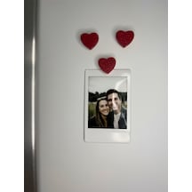 El Yapımı Kırmızı Kalp Magnet Seti 3 Adet Dekoratif Buzdolabı Süsü