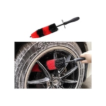Teltree Küçük Boy Kırmızı-siyah Araba Jant Temizleme Fırçası, Yumuşak Tüy, Ergonomik Kolluklu, Çelik Jant Ve Tekerlekler İçin Derin Temizleme Aracı