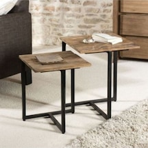 Nika Doğal Ahşap Zigon Sehpa Siyah