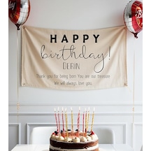 Happy Birthday Doğum Günü Flaması İsme Özel Arka Fonu Afişi Duvar Halısı Örtüsü 65x100cm