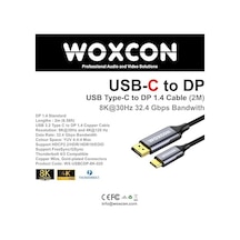 Usb-c To Display Port Cable, Dp1.4, Usb 3.2 Standart, 8k 30hz, 4k 120hz Desteği, Thunderbolt 4, Thunderbolt 3, 2 Metre, En Yeni Model