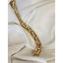 Z Model Zirkon Model Çelik Bileklik Gold