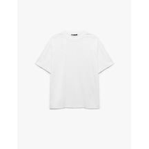 Koton Kısa Kollu Bisiklet Yaka Pamuklu Basic Oversize Tişört Beyaz 6wam10087hk Beyaz