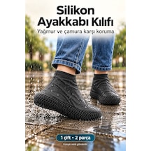 Silikon Ayakkabı Kılıfı Kaymaz Taban Su Ve Çamur Geçirmez M Beden Yağmur Koruyucu Siyah
