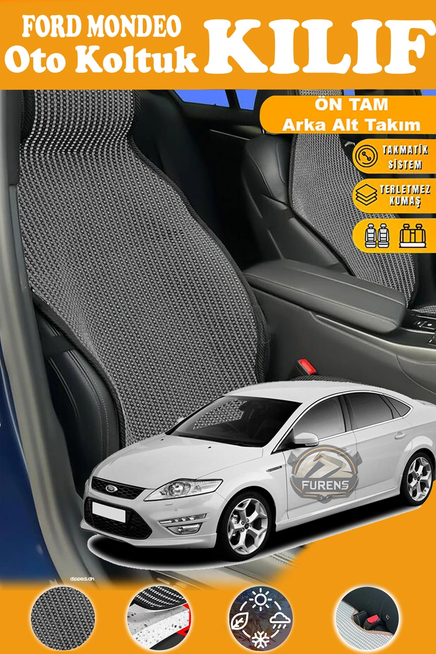 Ford Mondeo Uyumlu Siyah Prestij Serisi Dokuma Kumaş Oto Koltuk Kılıfı Ön Tam Arka Alt