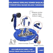 Uzayan Bahçe Hortumu 7.5 Metre Ayarlanabilir Tabancalı Premium Sulama Hortumu Bahçe Hortumu 7 Fonksiyonlu Sulama Başlığı 1