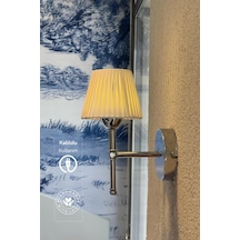 Beyaz Deri Tasarım Kablolu Duvar Aydınlatması Aplik - Alt Gümüş Beyaz