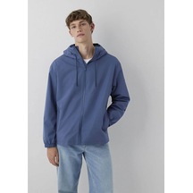 Mavi Kapüşonlu Oversize Mavi Erkek Mont 0110641-86702